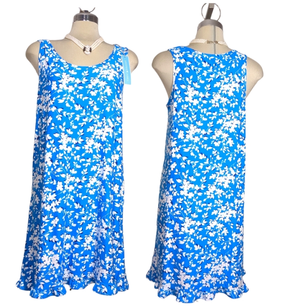 NEW Draper James Floral Blue and White Summer dress Size S/M.